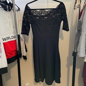 A-Line Off The Shoulder Black Dress